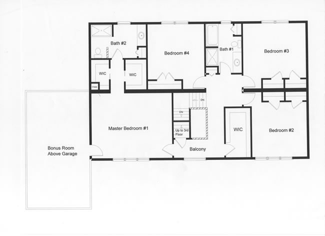 Efficient 4 bedroom floor plan. Distinctive master bedroom and bath on the second floor. 